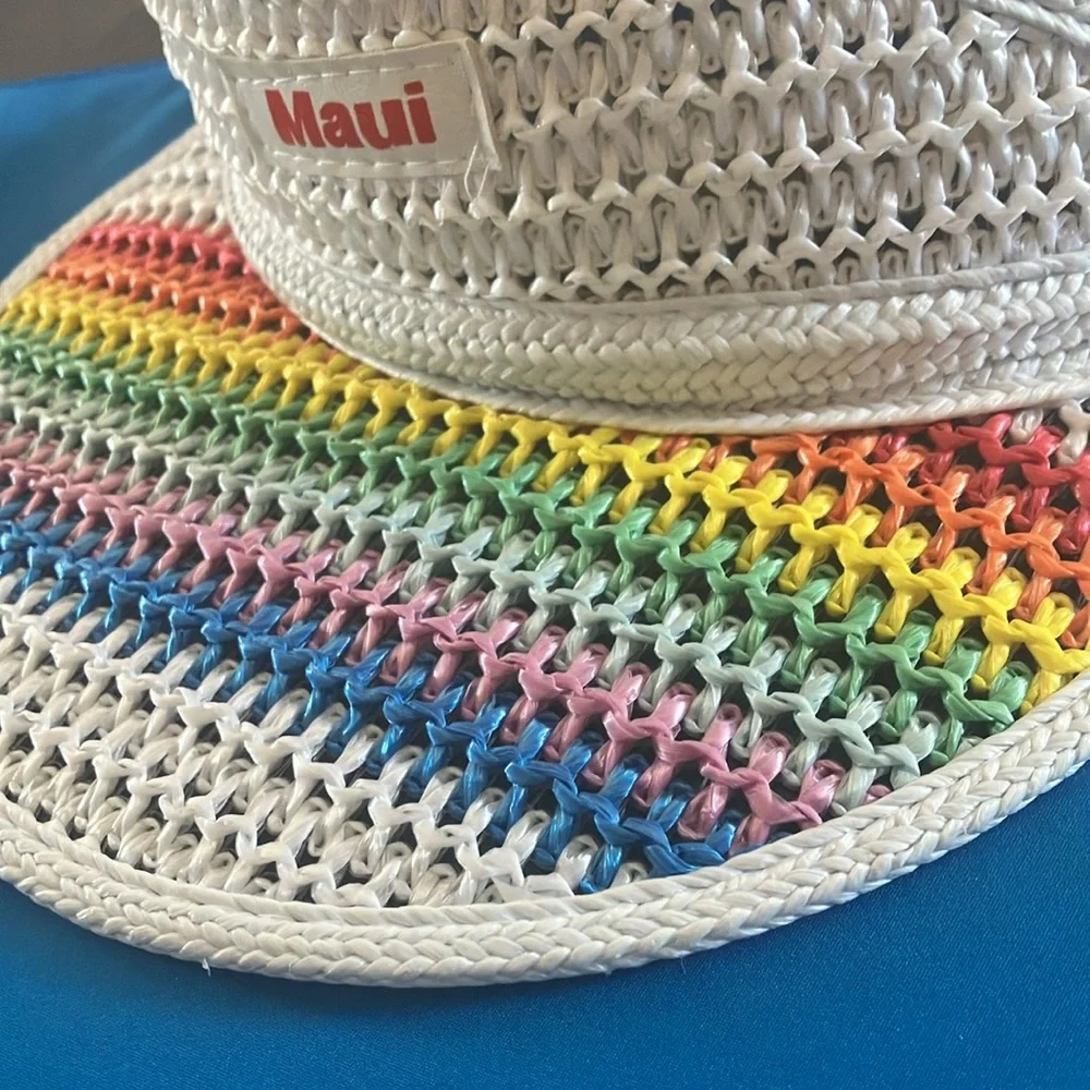Maui White Visor with Rainbow Stripes